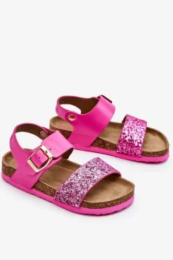 New Big Star Shoes Skórzane Dziecięce Sandałki Big Star LL374135 Różowe