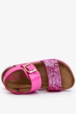 New Big Star Shoes Skórzane Dziecięce Sandałki Big Star LL374135 Różowe