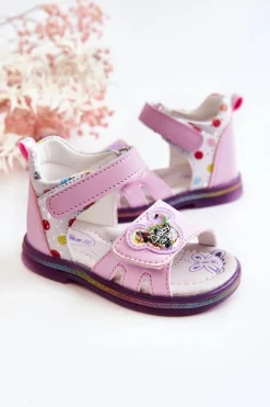 Sale Boto Skórzane Dziecięce Sandały Fioletowe Dotty