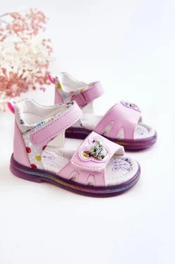 Sale Boto Skórzane Dziecięce Sandały Fioletowe Dotty