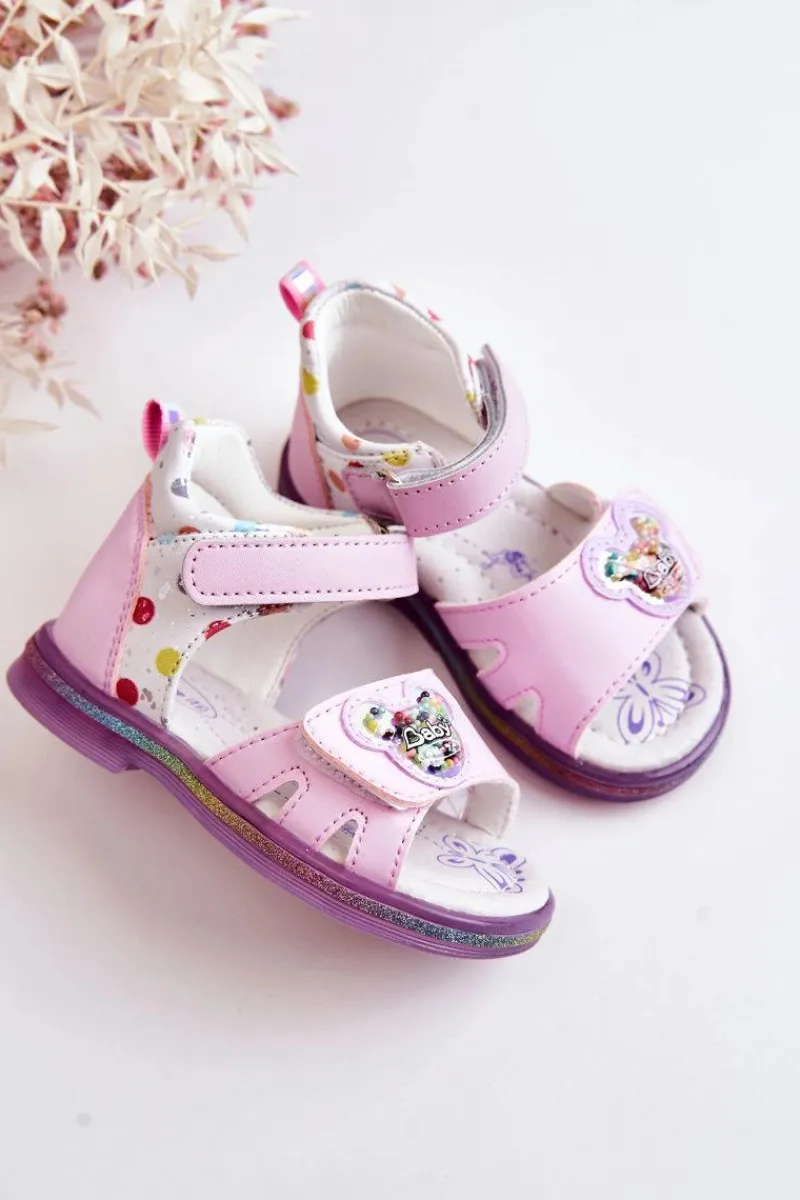 Sale Boto Skórzane Dziecięce Sandały Fioletowe Dotty