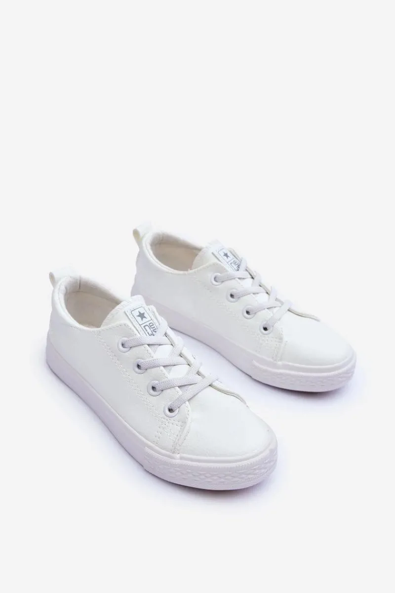 Discount Skórzane Dziecięce Trampki Białe Poliana Dzieci Chłopięce|Dziewczęce