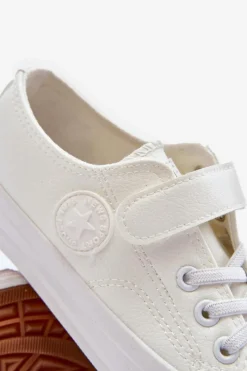 Clearance Evento Skórzane Dziecięce Trampki Na Rzep Białe Delmara