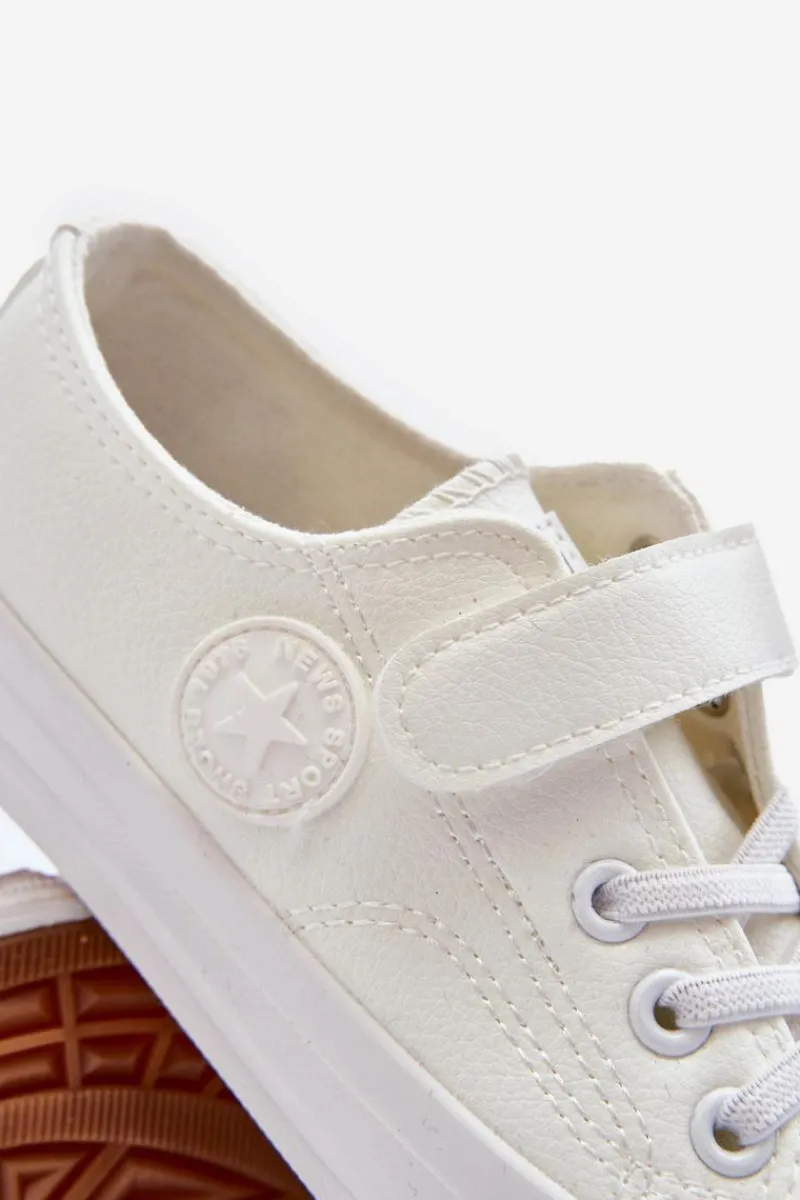 Clearance Evento Skórzane Dziecięce Trampki Na Rzep Białe Delmara