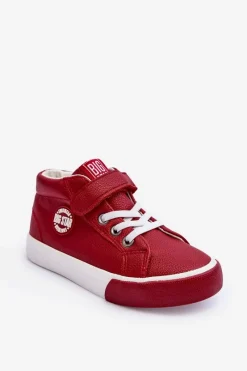 Outlet Big Star Shoes Skórzane Dziecięce Trampki Big Star EE374004 Czerwone