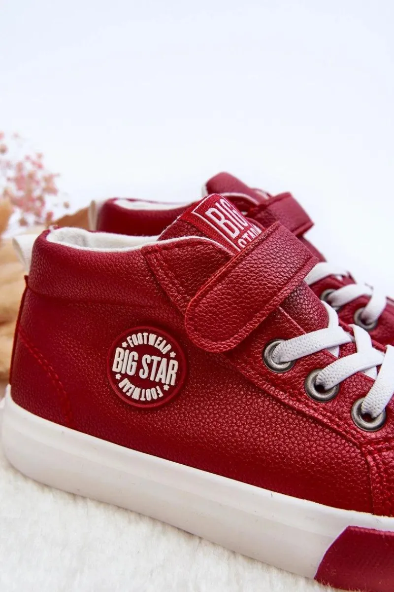 Outlet Big Star Shoes Skórzane Dziecięce Trampki Big Star EE374004 Czerwone