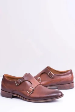 Clearance Boto Skórzane Eleganckie Męskie Półbuty Monk Brązowe