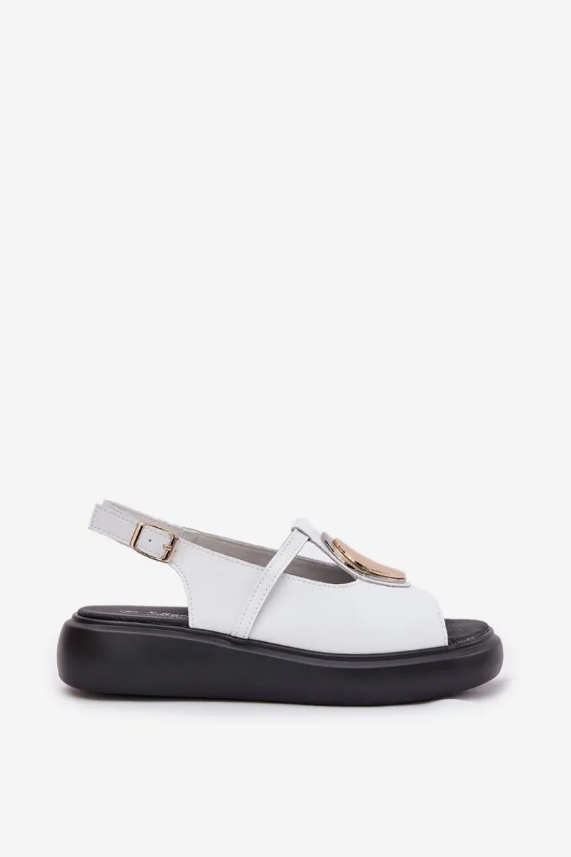 Best Skórzane Eleganckie Sandały Damskie S.Barski GR51-603 Białe Damskie Sandały Z Cholewką|Sandały Na Koturnie