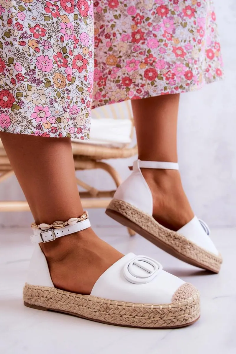 Czarne Espadryle>Boto Skórzane Espadryle Z Ozdobą Białe Nells