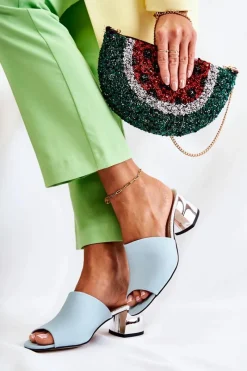 Best Skórzane Klapki Damskie Na Obcasie Niebieskie Perry Damskie Klapki Na Obcasie|Klapki Damskie Klasyczne