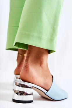 Best Skórzane Klapki Damskie Na Obcasie Niebieskie Perry Damskie Klapki Na Obcasie|Klapki Damskie Klasyczne