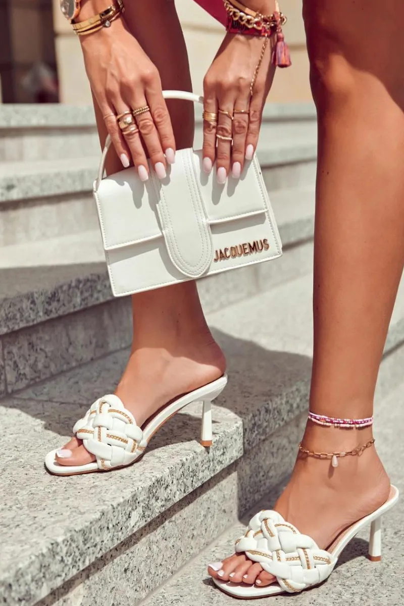 Klapki Na Obcasie|Klapki Damskie Klasyczne>Boto Skórzane Klapki Damskie Plecione Białe Sulea