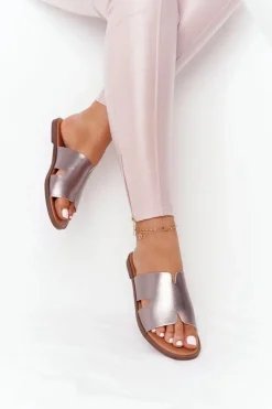 Hot Buty Sergio Leone Skórzane Klapki Sergio Leone SK 063 Srebrne