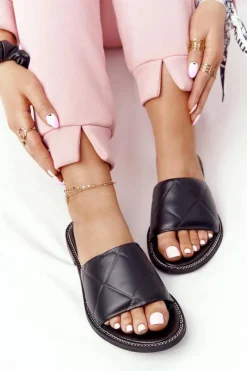 Best Boto Skórzane Klapki Z Pikowaniem Nicole 2650 Czarne