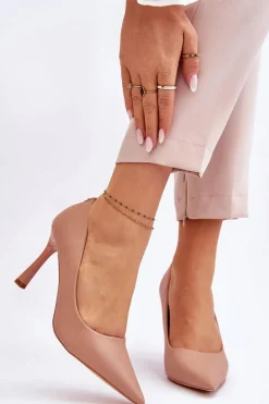 Best Buty damskie Vinceza Skórzane Klasyczne Szpilki Beżowe Kelsey
