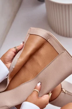 Sale Skórzane Kozaki Damskie Do Połowy Łydki Na Zamek Lewski 3616 Beżowe Damskie Kozaki Płaskie|Kozaki Przed Kolano