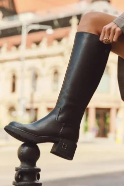 Hot Buty damskie Vinceza Skórzane Kozaki Damskie Na Niskim Obcasie Ocieplane Vinceza 66823 Czarne