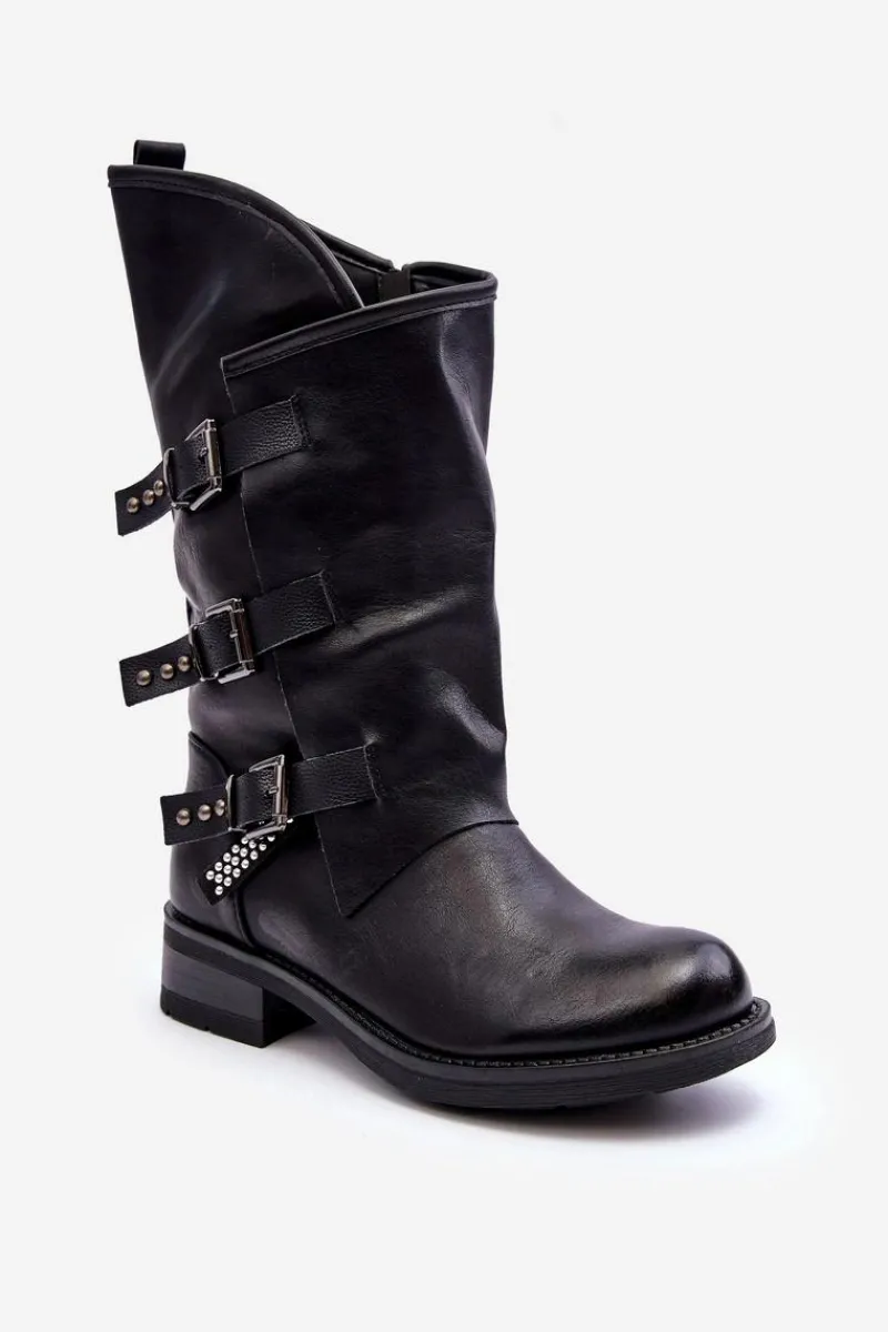 New Skórzane Kozaki Damskie Na Płaskim Obcasie Czarne Nyreo Damskie Kozaki Płaskie|Kozaki Przed Kolano