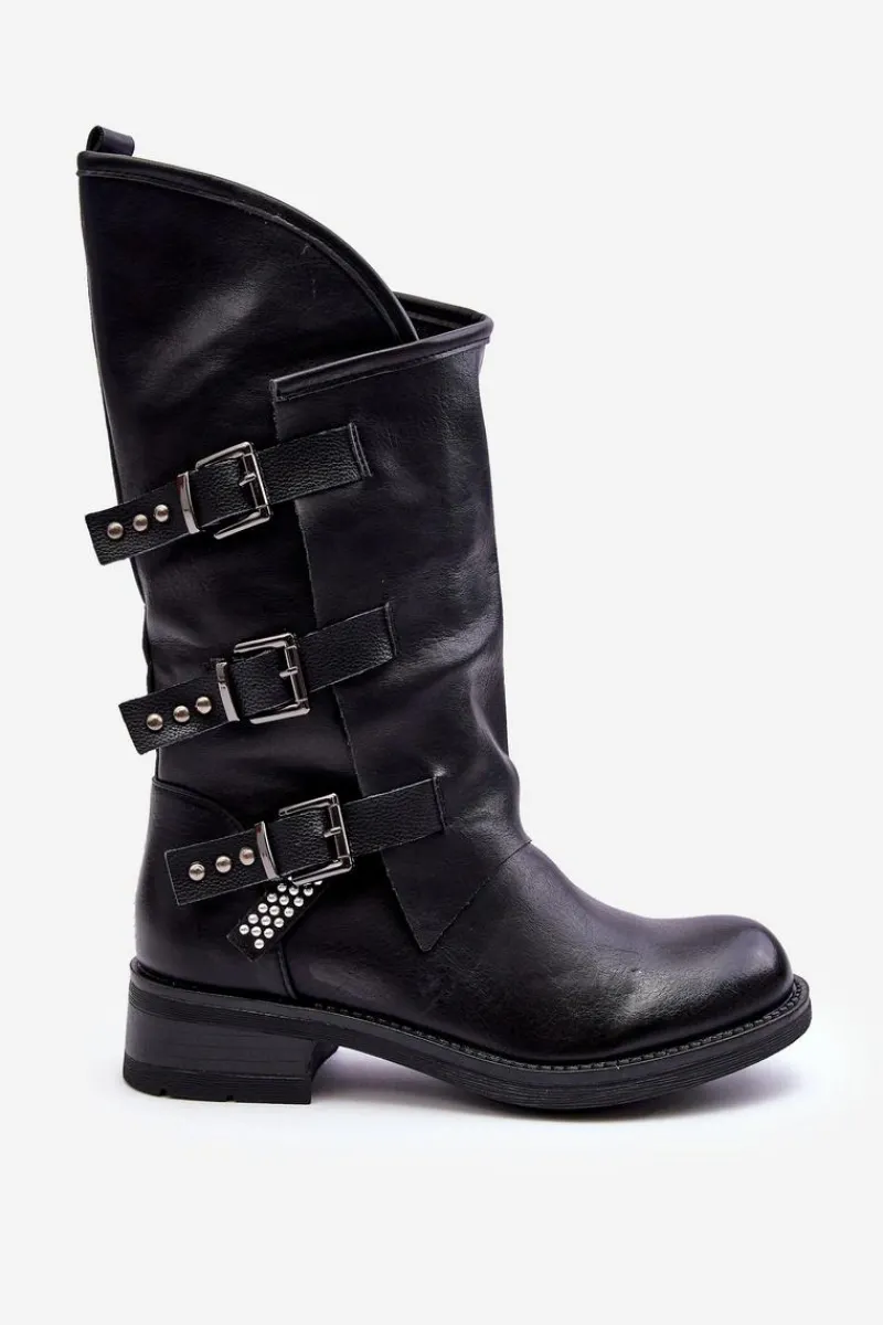 New Skórzane Kozaki Damskie Na Płaskim Obcasie Czarne Nyreo Damskie Kozaki Płaskie|Kozaki Przed Kolano