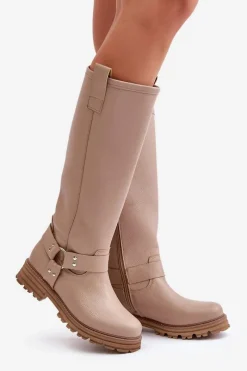 Kozaki Płaskie|Brązowe Kozaki Damskie><noscript><img width=