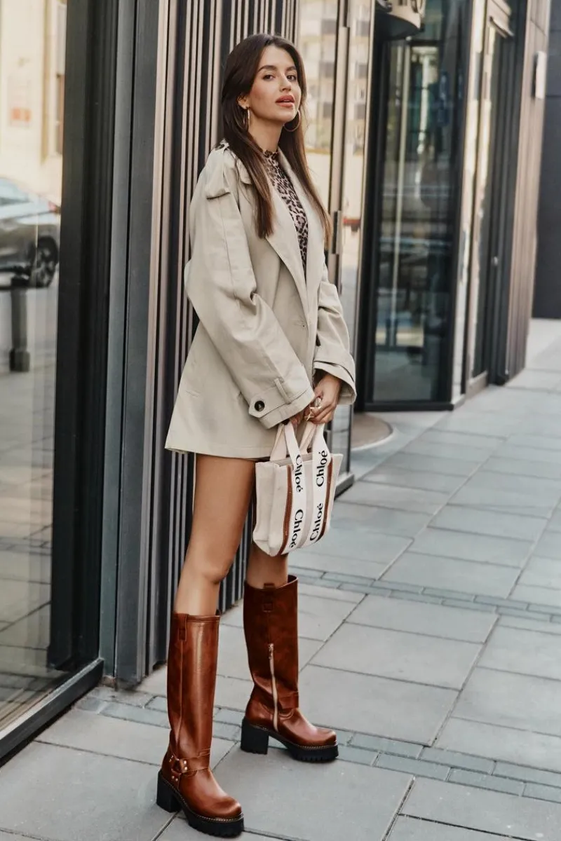 Kozaki Przed Kolano|Kozaki Na Obcasie>Boto Skórzane Kozaki Damskie Przed Kolano Lewski 3432 Camel