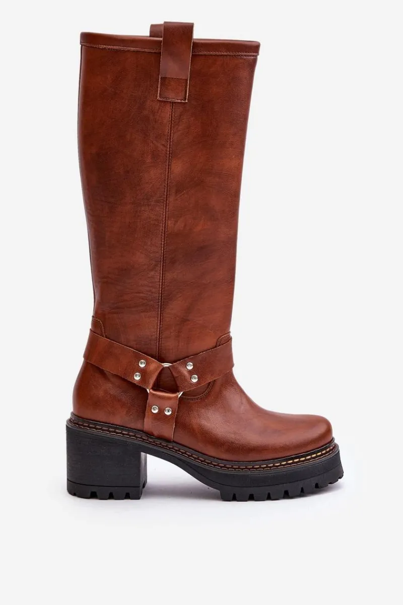 Kozaki Przed Kolano|Kozaki Na Obcasie>Boto Skórzane Kozaki Damskie Przed Kolano Lewski 3432 Camel