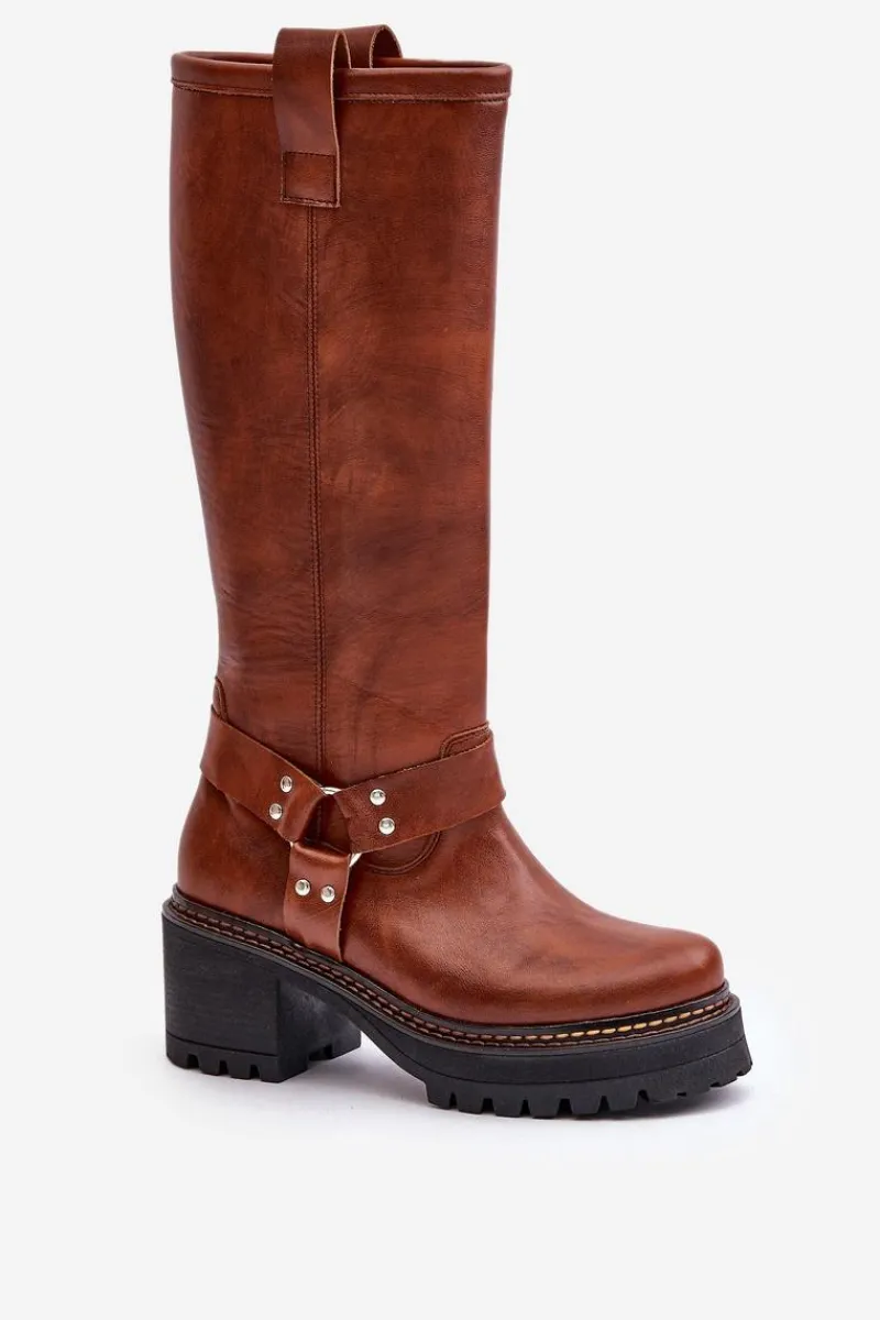 Kozaki Przed Kolano|Kozaki Na Obcasie>Boto Skórzane Kozaki Damskie Przed Kolano Lewski 3432 Camel