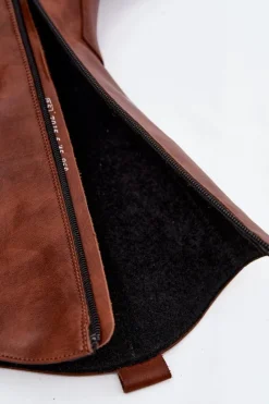 Zazoo Skórzane Kozaki Kowbojki Na Obcasie Ocieplane 70155 Brązowe Brązowy