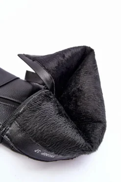 Muszkieterki|Kozaki Na Koturnie></noscript>Boto Skórzane Kozaki Muszkieterki Na Koturnie Czarne Ambre