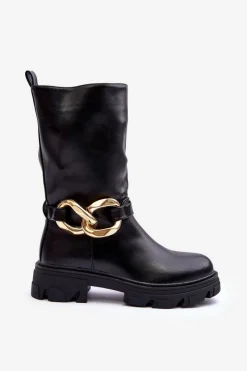 Best Skórzane Kozaki Na Płaskim Obcasie Czarne Diominna Damskie Kozaki Płaskie|Kozaki Przed Kolano