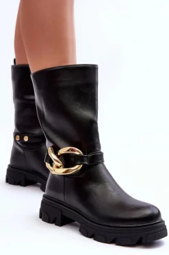 Best Skórzane Kozaki Na Płaskim Obcasie Czarne Diominna Damskie Kozaki Płaskie|Kozaki Przed Kolano