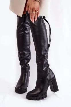 Best Boto Skórzane Kozaki Na Platformie Lewski Shoes 3245 Czarne