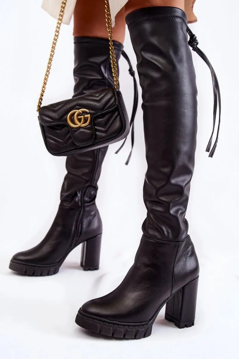 Best Boto Skórzane Kozaki Na Platformie Lewski Shoes 3245 Czarne