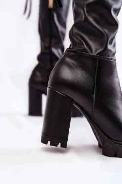 Best Boto Skórzane Kozaki Na Platformie Lewski Shoes 3245 Czarne