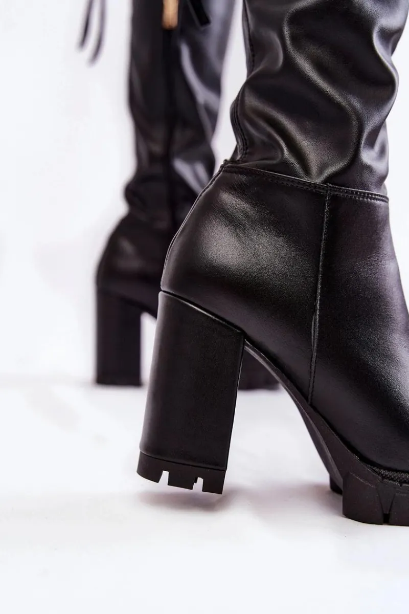 Best Boto Skórzane Kozaki Na Platformie Lewski Shoes 3245 Czarne