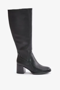 Best Skórzane Kozaki Na Słupku Przed Kolano Ocieplane Sergio Leone KZ231-S Czarne Damskie Kozaki Przed Kolano|Kozaki Na Obcasie