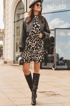 Kozaki Wiosenne|Kozaki Na Obcasie>Boto Skórzane Kozaki Na Szpilce Przed Kolano Czarne Serpens