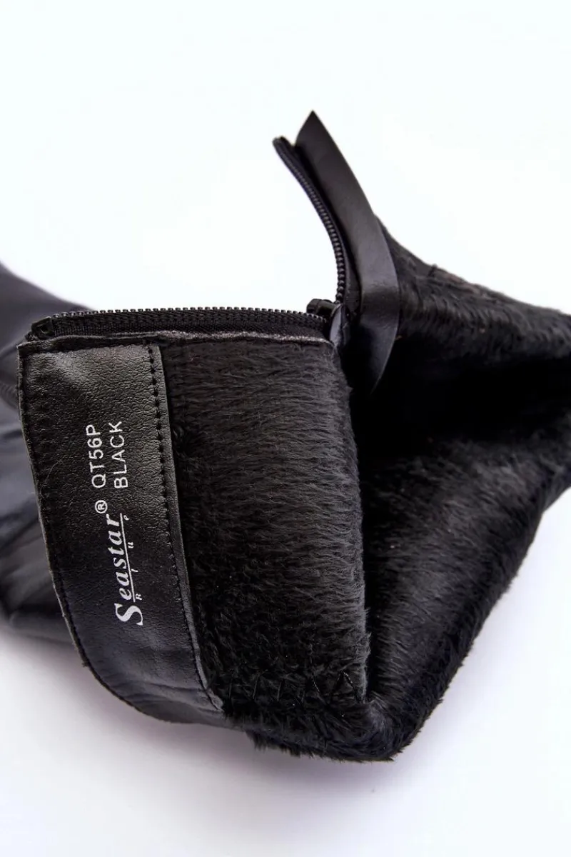 Kozaki Wiosenne|Kozaki Na Obcasie>Boto Skórzane Kozaki Na Szpilce Przed Kolano Czarne Serpens