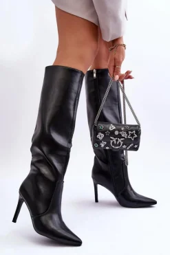 Kozaki Przed Kolano|Kozaki Na Obcasie>Boto Skórzane Kozaki Na Szpilce Czarne Melisandra