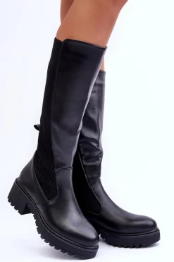 Kozaki Płaskie|Kozaki Przed Kolano></noscript>Boto Skórzane Kozaki Przed Kolano Czarne Fenwella