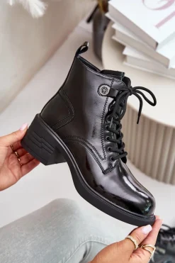 Botki Sznurowane|Czarne Botki><noscript><img width=