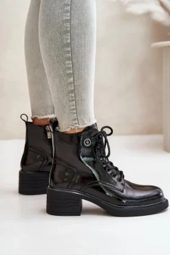 Botki Sznurowane|Czarne Botki><noscript><img width=