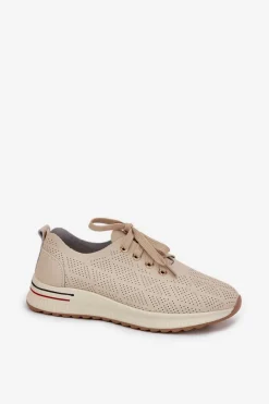 Buty Sportowe Na Platformie|Półbuty Skórzane></noscript>Artiker Skórzane Lekkie Półbuty Damskie 54C1759 Beżowe Beżowy