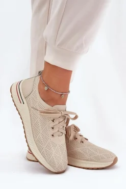 Buty Sportowe Na Platformie|Półbuty Skórzane></noscript>Artiker Skórzane Lekkie Półbuty Damskie 54C1759 Beżowe Beżowy