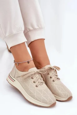 Buty Sportowe Na Platformie|Półbuty Skórzane></noscript>Artiker Skórzane Lekkie Półbuty Damskie 54C1759 Beżowe Beżowy
