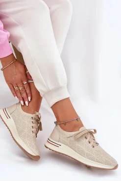 Buty Sportowe Na Platformie|Półbuty Skórzane></noscript>Artiker Skórzane Lekkie Półbuty Damskie 54C1759 Beżowe Beżowy
