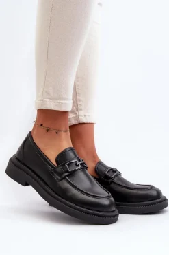 Loafersy Damskie|Mokasyny Damskie Skórzane>Evento Skórzane Mokasyny Damskie Czarne Keelana