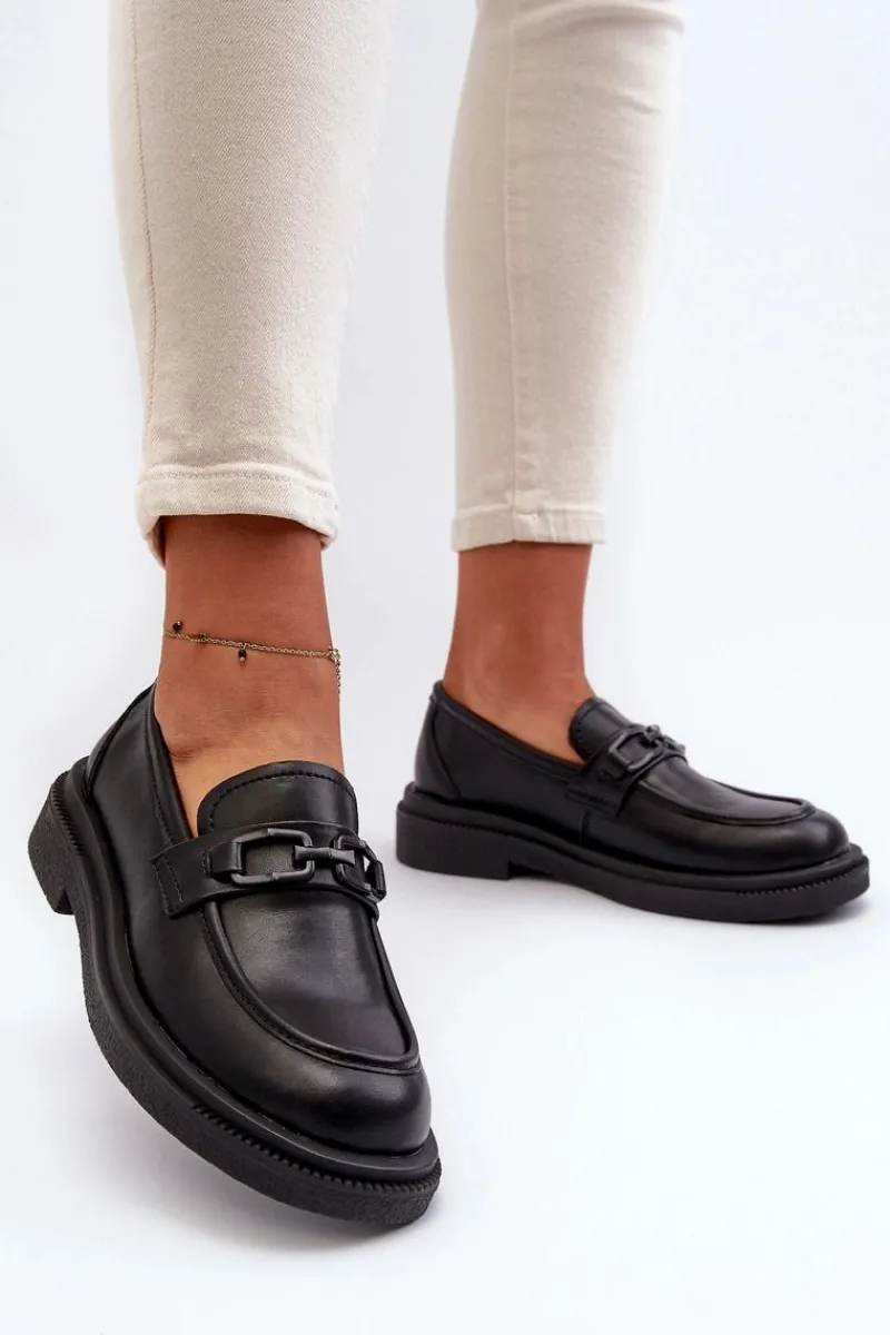 Loafersy Damskie|Mokasyny Damskie Skórzane>Evento Skórzane Mokasyny Damskie Czarne Keelana