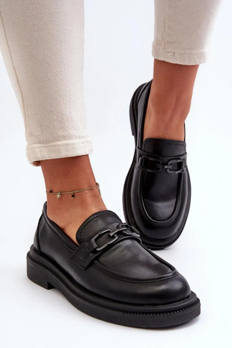 Loafersy Damskie|Mokasyny Damskie Skórzane>Evento Skórzane Mokasyny Damskie Czarne Keelana