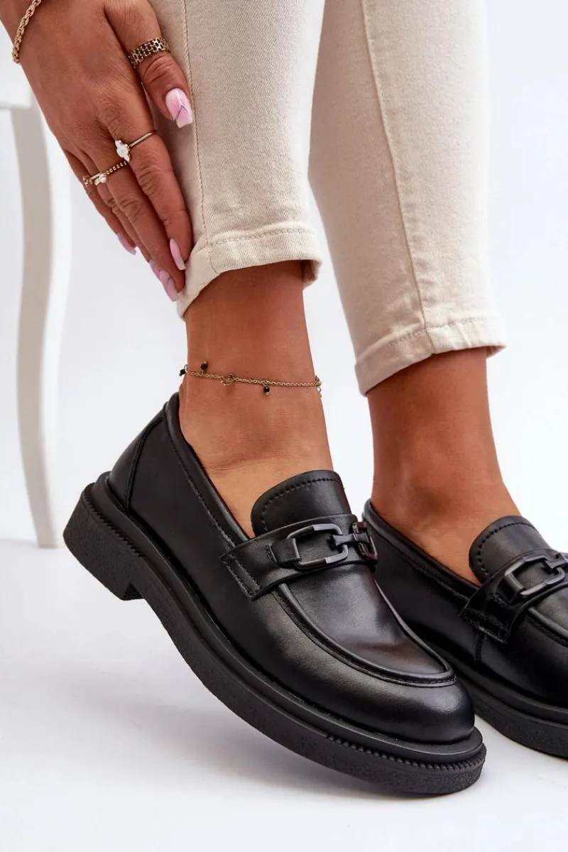 Loafersy Damskie|Mokasyny Damskie Skórzane>Evento Skórzane Mokasyny Damskie Czarne Keelana